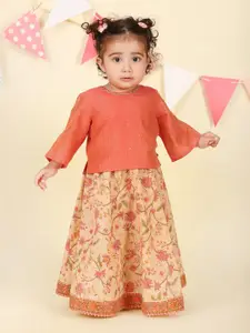 Fabindia Girls Floral Printed Ready to Wear Cotton Lehenga & Blouse