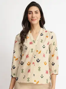 Pink Fort Floral Print Cotton Top