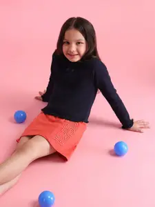 U.S. Polo Assn. Kids Girls Ribbed Pure Cotton Top