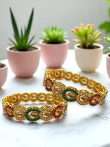 AARTISAI Set Of 2 Gold-Plated Stone-Studded Bangles