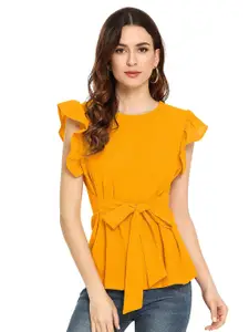 Fashion Care Round Neck Tie-Ups Detail Top
