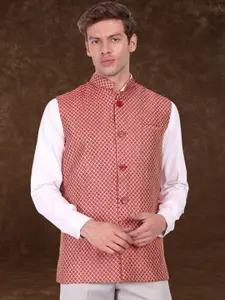 Moda Rapido Woven Design Mandarin Collar Nehru Jacket