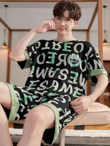 StyleCast Black & Green Printed T-Shirt & Shorts