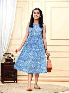 DMP FASHION Girls Floral Print Round Neck Cotton Top