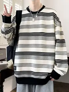 StyleCast x Revolte Men Striped Round Neck Pullover Sweatshirt