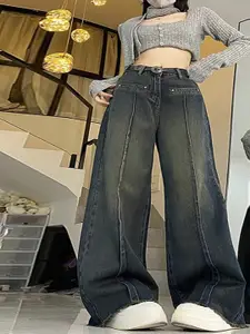 StyleCast Women Straight Fit High-Rise Light Fade Flared Jeans