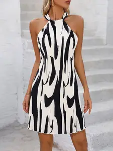 StyleCast Print Halter Neck A-Line Dress