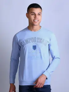 Parcel Yard Men Typography Printed Pullover Ribbed Cotton Sweatshirt