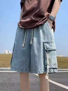 StyleCast Men Blue Mid-Rise Relaxed Fit Denim Cargo Shorts