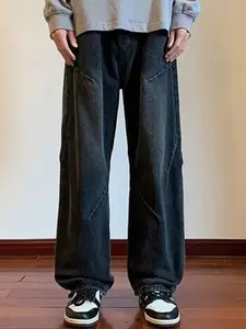 StyleCast x Revolte Men Baggy Fit Medium Shade Jeans