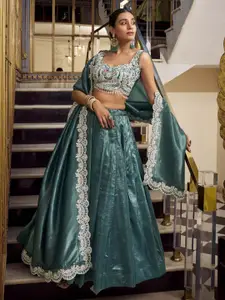 LOOKNBOOK ART Ready to Wear Organza Lehenga & Unstitched Blouse With Dupatta