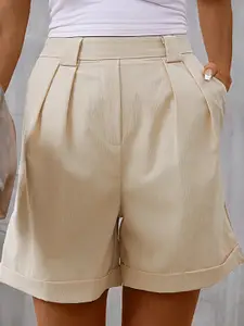 StyleCast x Revolte Women Beige High-Rise Shorts