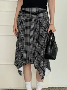 StyleCast x Revolte Women Checked Flared Midi Skirt
