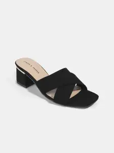 LEMON & PEPPER PU Block Heels Sandals with Buckles