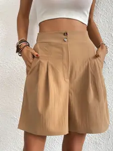 StyleCast Women Beige Mid-Rise Cotton Regular Shorts