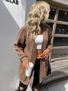 StyleCast Cable Knit Front Open Sweater