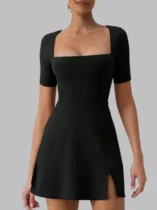 StyleCast Square Neck Georgette Mini A-Line Dress