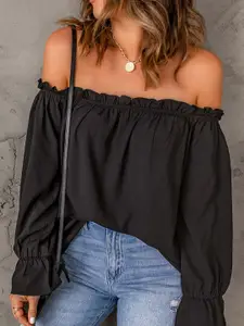 StyleCast Women Off-Shoulder Bell Sleeve Bardot Top