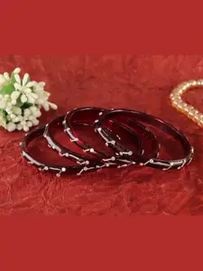 LAVAZZA Set Of 4 Zircon Diamond-Studded & Beaded Glass Bangles