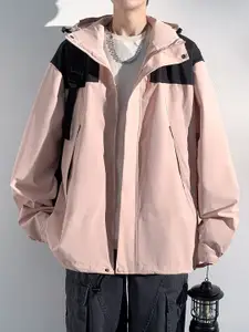 StyleCast x Revolte Men Colourblocked Hooded Open Front Jacket