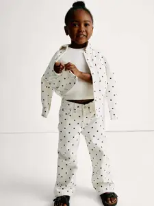 Marks & Spencer Girls Mid-Rise Polka Dot Wide Leg Denim Jeans