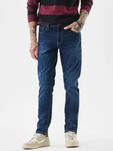 Snitch Men Dark Blue Mid-Rise Tapered Fit Jeans