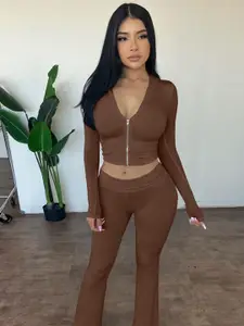 StyleCast x Revolte V-Neck Crop Top with Trousers