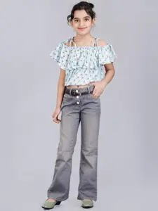 DMP FASHION Floral Print Off-Shoulder Neck Cotton Bardot Crop Top