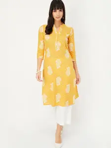 max Floral Printed Mandarin Collar Straight Kurta