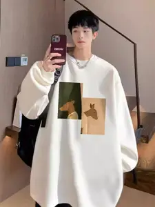 StyleCast x Revolte Men Graphic Printed Round Neck Pullover Sweatshirt