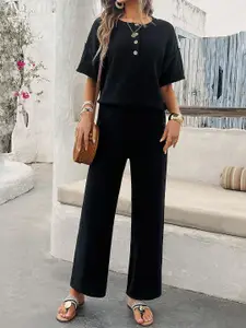 StyleCast Women Round Neck Top With Trousers Co-Ords