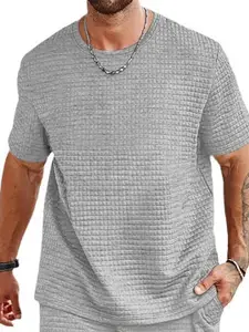 StyleCast x Revolte Men Self Design Round Neck T-shirt