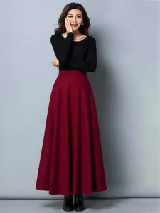 StyleCast x Revolte Women Solid Flared Maxi Skirts
