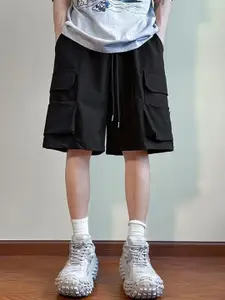 StyleCast Men Solid Cotton Loose Fit Cargo Shorts