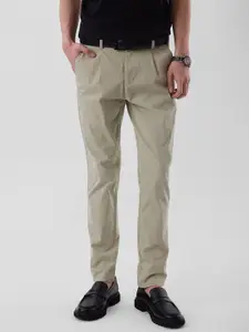 Snitch Men Beige Mid-Rise Slim Fit Formal Trouser