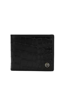 Da Milano Men Geometric Textured Leather Two Fold Wallet