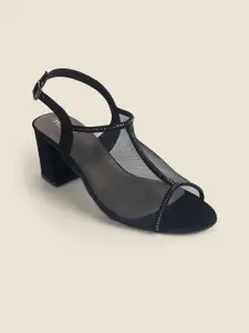 Metro Women Embellished Block Sandals with Backstraps