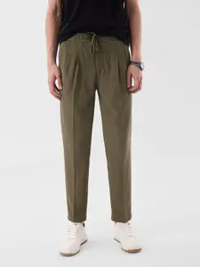 Snitch Men Olive Mid-Rise Slim Fit Trouser