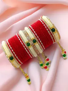 BeautyTrends Set Of 32 Gold-Plated AD Studded Latkan Chuda Bangle
