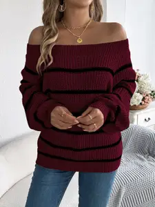 StyleCast x Revolte Women Striped Off-Shoulder Pullover