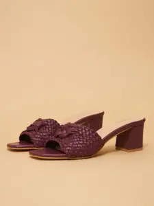 ERIDANI Block Heel Sandals with Laser Cuts