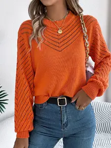 StyleCast x Revolte Women Self Design Pullover Sweaters