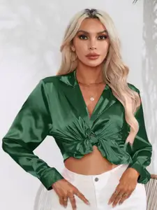 StyleCast Women Satin Opaque Long Sleeves Casual Shirt