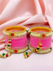 BeautyTrends Set Of 32 Gold-Plated AD Studded Latkan Chuda Bangle