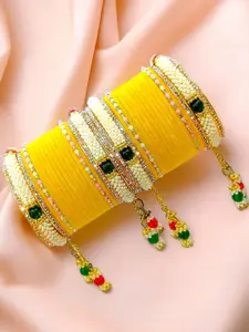 BeautyTrends Set Of 32 Gold-Plated AD Studded Latkan Chuda Bangle