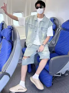 StyleCast Casual Denim Waistcoat and Shorts Co-Ords