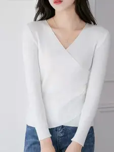 StyleCast White V-Neck Pullover Sweater