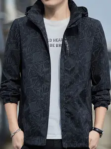 StyleCast x Revolte Men Printed Open Front Hooded Jacket
