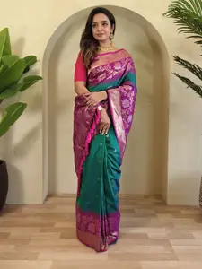 Anouk Woven Design Zari Silk Blend Banarasi Saree