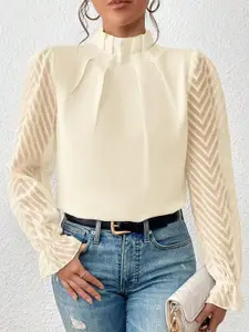 StyleCast High Neck Self Design Top
